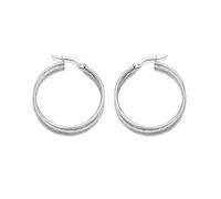 Silver Double Twist Hoop Earrings - 27mm - F13122