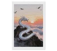 Silver Dragon Circling 5D Diamond Art Kits for Adults Personalized Large Diamond Art DIY Full Drill Diamonds Dot Crystal Rhinestone Diamonds Painting Round Gem Art Kit for Home Wall Decor 8x12