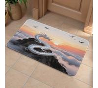 Silver Dragon Circling Front Door Mat, Heavy Duty Bathroom Rugs Durable Welcome Mat for Outdoor Indoor, Super Absorbent Bath Rugs for Entryway Outside Patio Porch, 40x60cm