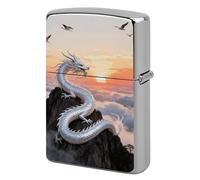 Silver Dragon Circling Lighter Case Metal Double-Sided Lighter Cover Pocket Lighters Sleeve Windproof Lighters Accessories for Men Women