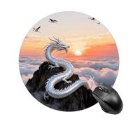 Silver Dragon Circling Round Mouse Pads Non-Slip Rubber Base Mouse Mat Cute Mousepad Funny Computer Desk Accessories for Office Home Gaming Work 7.8 X7.8 Inch