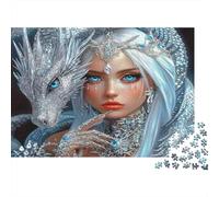 Silver Dragon Queen 1000 Pieces Puzzle ForAdults Kids Beautiful View Frost Dragon Princess Decoration Puzzle Decompression Jigsaw for Men And Women Challenging Puzzles Jigsaw 70x50cm/1000pcs