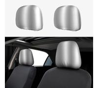 Silver Dripping Glitter Metallic -1 2pcs Personalized Embroidery Soft Breathable Car Seat Headrest Cover Protection Auto Accessories