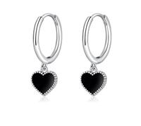 Silver Drop Earrings for Women, 925 Sterling Silver Hoop Earrings with Bar/Heart/Devil's Eye Pendant, Hypoallergenic Dangle Earring, Neutral Dangle Earrings, Jewelry for Ladies Girls