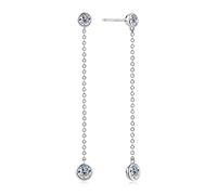 Silver drop earrings for women,Moissanite Hoop Earrings 925 Sterling Silver Tassels Long Moissanite Stone 1.6 Carat Small Sleeper Hoop Earrings Gifts for Women Men Girls Birthday Gift(Silver)