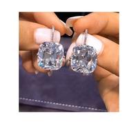 Silver Drop Earrings with Large CZ Stone - Stunning Party Jewelry, Perfect Anniversary Gift for Women