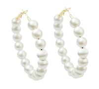 Silver Drop Earrings Women's Pearl Large Hoop Earrings Elegant Earrings Large Hoop Earrings Here In Da Raus Real Silver, one size, Zinc alloy, No Gemstone