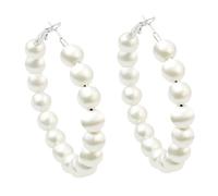 Silver Drop Earrings Women's Pearl Large Hoop Earrings Elegant Earrings Large Hoop Earrings Here In Da Raus Real Silver, one size, Zinc alloy, No Gemstone