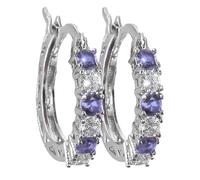 Silver Ear Studs For Women Metal Earrings Suitable For Women's Birthdays Weddings Christmas Valentine's Day Bridal Jewelry ， Beautiful Jewelry Accessories， Dazzling Small (Purple, 1. 85x0. 3cm)