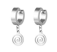 Silver Earrings Chunky, Dainty Hoop Earrings with Circle Pendant Stainless Steel for Holiday Gifts Family Parties Wedding