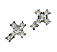 Silver Earrings Cross White Jesus Christ God Real Sterling 925 Silver Zirconia Crystals Rhinestone Love Faith Hope Emotion Symbol Motif Style Object White Extravagant New Beautiful