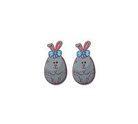 Silver Earrings Easter Egg Plastic Ear Studs Resurrected Rabbit Earrings Stainless Steel Ear Pins Resin Clips (J, One Size)