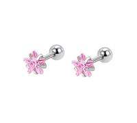 Silver Earrings Everyday, Earrings Western 7mm Star Shaped Pink Stainless Steel for Holiday Gifts Family Parties Wedding
