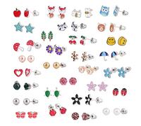 Silver Earrings for Women 30 Pairs Earrings For Girls Sensitive Ears With Stainless Steel Post Assorted Cute Stud Teens Girls Women (One Size)