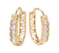 Silver Earrings For Women Hoops Women's Hollow Zirconia Earrings Gold Elegant Rhinestone Hoop Jewelry Women's Valentine's Day Gift Threaded (Gold, One Size)
