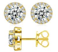 Silver Earrings for Women Moissanite Earrings 6.5MM 925 Sterling Silver Diamond 2.0CTTW Large White Gold Hypoallergenic Halo Mens Earring with Screw Backs Birthday Mothers Day Gifts