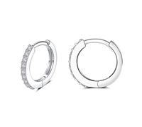 Silver Earrings for Women, S925 Sterling Silver Tiny Hoop Earrings | Small Helix Tragus Cartilage Earrings, Cubic Zirconia Cuff Huggie Hoops Mini Piercing Jewelry for Girls Men Teens (10mm)