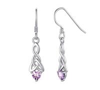 Silver Earrings for Women Sterling Silver June Alexandrite Birthstone Dangly Irish Knot Earring Drop for Sensitive Ears