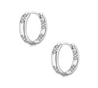 Silver Earrings for Women, White Gold Hoops | Hypoallergenic Small Cubic Zirconia Huggie Earrings Dainty Sleeper Jewellery Christmas Birthday Gifts
