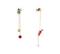 Silver Earrings for Women Will Crawl Santa Asymmetrical Earrings Temperament Long Tassel S925 Needle (A, One Size)