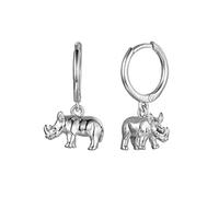 Silver Earrings Hoops, 925 Sterling Silver Hoop with Rhino Pendant Earrings for Womens Silver