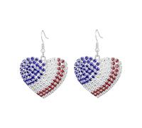 Silver Earrings Independence Day Patriotic Earring For Dangle Earrings Patriotic Red White Blue USA Earring Pave Crystal Stud (C, 3. 5 * 5cm)