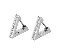 Silver Earrings Set Medium, Summer Vacation Earrings Triangle Shaped with Cubic Zirconia Stainless Steel