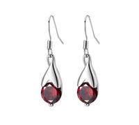 Silver Earrings Stack, Earring Sets Teardrop with Red Round Cubic Zirconia Suitable for Wedding Anniversary Holiday