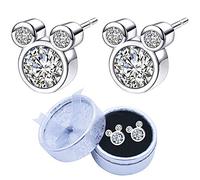 Silver Earrings Sterling, Cute Dazzling Mouse Shaped Earrings Cubic Stud Set