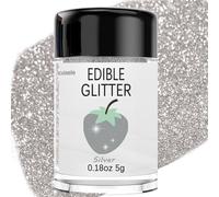 Silver edible glitter shine powder for cakes drinks - Colaele 5g Food Grade Luster Dust Metallic Food Decorating Sprinkle Disco Brew Fabric for Cake Decorations Wine Beverage Candy Dessert