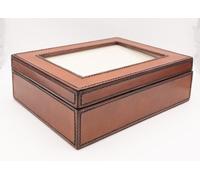 Silver Editions Cognac Leather Keepsake Photo Box in Tan Silver Editions Tan