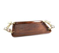 Silver Editions Mango Wood Large Rectangle Tray in Brown Silver Editions Brown