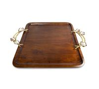 Silver Editions Mango Wood Large Square Tray in Brown Silver Editions Brown