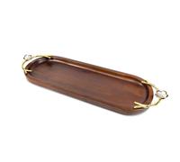 Silver Editions Mango Wood Oval Serving Platter in Brown Silver Editions Brown