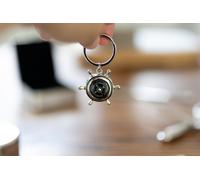 Silver Editions Ship's Wheel Compass Keyring in Metallic Silver Silver Editions Metallic Silver