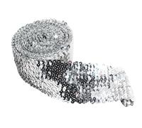 Silver Elastic Sequin Ribbon Trim for Sewing Dress, 1 Yards 4.8cm Wide | Easy-To-Sew Elastic Design, Features An Elastic Base for More Flexible Sewing, Repeated Wear for Multiple DIY Uses
