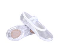 Silver Elastic Strap Ballet Shoes for Girls Soft Practice Dance Shoes Shaped Kid Ballet Slippers Lightweight Split Soles Kids Shoes Slip-On Exercise Footwear UK Size 11