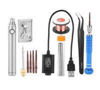 (Silver) Electric Soldering Iron Rechargeable Welding Pen Heater Tweezers