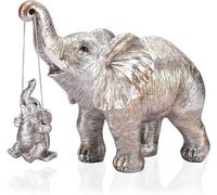 Silver Elephant Statue - Good Luck Decor for Home & Office - Elephant Gifts for Women & Mom Brings Good Luck, Health, Strength - Strength Symbol for Bookshelf, TV Stand, Living Room