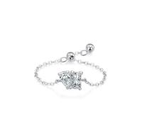 Silver Engagement Ring Set, Beautiful Gift for Women with Created Diamond 14K White Gold Size O 1/2