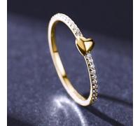 Silver Engagement Rings Wedding Bands Women, 925 Dainty Gold Plated Cubic Zirconia Promise Rings and Bands Heart for Her Size P 1/2