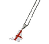 Silver England Flag Necklace Saint George's Cross St Country Map Outline English with 45cm Chain