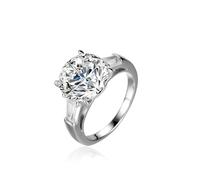 Silver Eternity Ring, Pre Engagement Ring 4 Claw Round with 5ct Moissanite Platinum 950 Size U 1/2