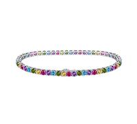 Silver,Exquisite S925 Silver Tennis 3Mm Colorful Zircon Charm Diamond X-Link Bracelets Friendship Light Luxury Jewelry For Ladies Men Gift,6.5