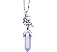 Silver Fairy/Flower Rose Quartz Crystal Gemstone Hexagonal Point Pendant Necklace Present for Women Useful