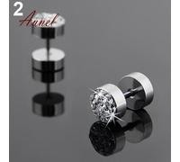 (silver) Fantastic Barbell Punk Stainless Steel Men Ear Stud Earrings Jewelry 2 Pcs