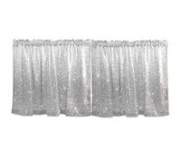 Silver Fantasy Galaxy Universe White Shiny Stars Sparkles Texture 2 Panels Kitchen Small Window Curtains, Tier Curtains Rod Pocket Half Short Curtains Blackout Cafe Drapes Symmetrical 57x36 in