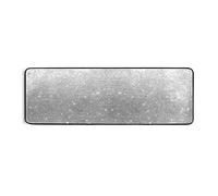 Silver Fantasy Galaxy Universe White Shiny Stars Sparkles Texture Long Hallway Runner Rug Doormat, Front Door Welcome Entryway Mats Area Rugs, Non-Slip Floor Carpet for Outdoor & Indoor 72x24 Inches