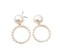 Silver Fashion Big Imtation Pearl Dangle Earrings Women Golden Luxury Model Show Jewelry Party Club Wedding Earring Gifts For Girlfriend, Wife, Sister, Daughter, Mother On