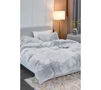 Silver Faux Fur Duvet Cover Set Ezysleep Silver King